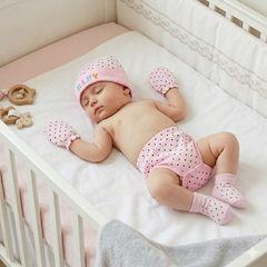 BRANDONN Baby Mitten, Booty & Cap Set (3-Pack, Multicolour) for Newborns 0–6 Months | Soft Cotton Baby Gift Set