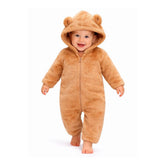 BRANDONN Baby Winter Flannel Romper with Hood – Newborn Jumpsuit, Warm Hooded Onesie with Zipper ( Solid ), for Boys & Girls