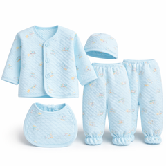 BRANDONN Newborn Baby Clothing Set (5 Pieces), 100% Cotton, Unisex Baby Wear Gift Set