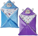 First Kick Baby Blankets New Born Combo Pack of Super Soft Baby Wrapper Durable Fleece Polyester Sleeping Bag Cum Baby Blanket for Baby Boys Girls (66cm x 66cm, 0-6 Months), Pack of 2 Beige, Wine
