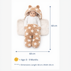BRANDONN Newborn Hooded Swaddle Blanket Gift Set (Pack of 2), Star Print, 0–9 Months