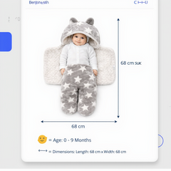 BRANDONN Newborn Hooded Swaddle Blanket Gift Set (Pack of 2), Star Print, 0–9 Months