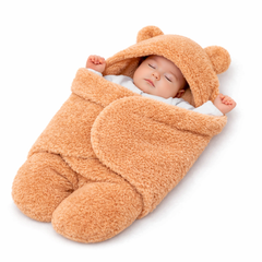 BRANDONN Newborn Hooded Swaddle Blanket, Solid Wearable Wrapper (Pack of 1), 0–9 Months