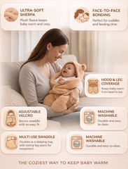BRANDONN Newborn Hooded Swaddle Blanket, Solid Wearable Wrapper (Pack of 1), 0–9 Months