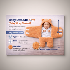BRANDONN Newborn Hooded Swaddle Blanket, Solid Wearable Wrapper (Pack of 1), 0–9 Months