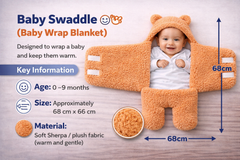 BRANDONN Newborn Hooded Swaddle Blanket, Solid Wearable Wrapper (Pack of 1), 0–9 Months