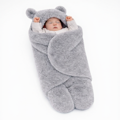 BRANDONN Newborn Hooded Swaddle Blanket, Solid Wearable Wrapper (Pack of 1), 0–9 Months