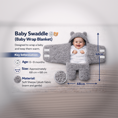 BRANDONN Newborn Hooded Swaddle Blanket, Solid Wearable Wrapper (Pack of 1), 0–9 Months