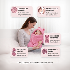 BRANDONN Newborn Hooded Swaddle Blanket, Solid Wearable Wrapper (Pack of 1), 0–9 Months