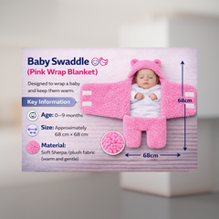 BRANDONN Newborn Hooded Swaddle Blanket, Solid Wearable Wrapper (Pack of 1), 0–9 Months