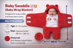 BRANDONN Newborn Hooded Swaddle Blanket, Solid Wearable Wrapper (Pack of 1), 0–9 Months
