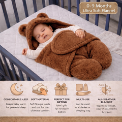 BRANDONN Newborn Hooded Swaddle Blanket, Solid Wearable Wrapper (Pack of 1), 0–9 Months