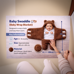 BRANDONN Newborn Hooded Swaddle Blanket, Solid Wearable Wrapper (Pack of 1), 0–9 Months