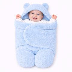 BRANDONN Newborn Hooded Swaddle Blanket, Solid Wearable Wrapper (Pack of 1), 0–9 Months
