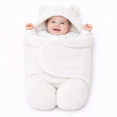 BRANDONN Newborn Hooded Swaddle Blanket, Solid Wearable Wrapper (Pack of 1), 0–9 Months