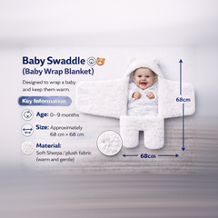 BRANDONN Newborn Hooded Swaddle Blanket, Solid Wearable Wrapper (Pack of 1), 0–9 Months