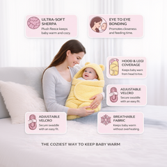 BRANDONN Newborn Hooded Swaddle Blanket, Solid Wearable Wrapper (Pack of 1), 0–9 Months
