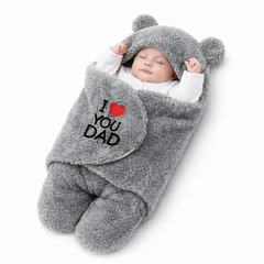 BRANDONN Hooded Newborn Swaddle Blanket with Love Embroidery (0–9 Months, Pack of 1)