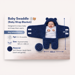 BRANDONN Hooded Newborn Swaddle Blanket with Love Embroidery (0–9 Months, Pack of 1)