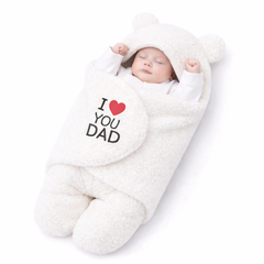 BRANDONN Hooded Newborn Swaddle Blanket with Love Embroidery (0–9 Months, Pack of 1)