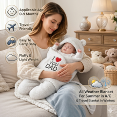 BRANDONN Hooded Newborn Swaddle Blanket with Love Embroidery (0–9 Months, Pack of 1)
