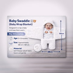 BRANDONN Hooded Newborn Swaddle Blanket with Love Embroidery (0–9 Months, Pack of 1)