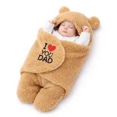 BRANDONN Hooded Newborn Swaddle Blanket with Love Embroidery (0–9 Months, Pack of 1)