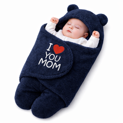 BRANDONN Hooded Newborn Swaddle Blanket with Love Embroidery (0–9 Months, Pack of 1)
