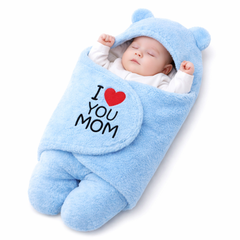 BRANDONN Hooded Newborn Swaddle Blanket with Love Embroidery (0–9 Months, Pack of 1)