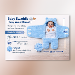 BRANDONN Hooded Newborn Swaddle Blanket with Love Embroidery (0–9 Months, Pack of 1)