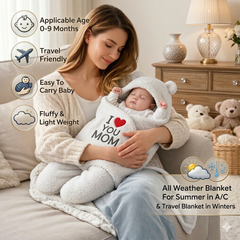 BRANDONN Hooded Newborn Swaddle Blanket with Love Embroidery (0–9 Months, Pack of 1)