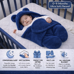 BRANDONN Newborn Hooded Swaddle Blanket, Solid Wearable Wrapper (Pack of 1), 0–9 Months