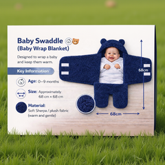 BRANDONN Newborn Hooded Swaddle Blanket, Solid Wearable Wrapper (Pack of 1), 0–9 Months