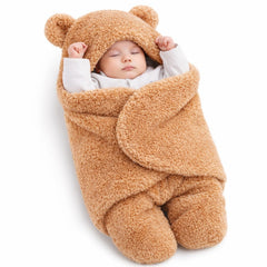BRANDONN Newborn Baby Hooded Swaddle Blanket | Soft Wearable Baby Wrapper for 0–9 Months | Pack of 1