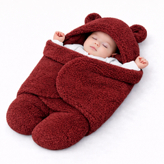 BRANDONN Newborn Hooded Swaddle Blanket, Solid Wearable Wrapper (Pack of 1), 0–9 Months