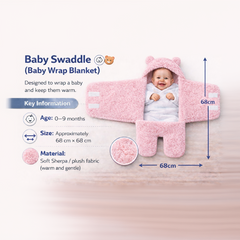 BRANDONN Newborn Hooded Swaddle Blanket, Solid Wearable Wrapper (Pack of 1), 0–9 Months