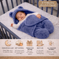 BRANDONN Newborn Hooded Swaddle Blanket, Solid Wearable Wrapper (Pack of 1), 0–9 Months