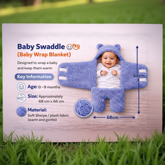 BRANDONN Newborn Hooded Swaddle Blanket, Solid Wearable Wrapper (Pack of 1), 0–9 Months