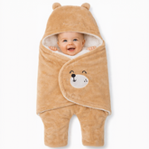 BRANDONN Hooded Smiley Baby Swaddle Blanket (0–9 Months, Pack of 1)