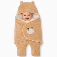 BRANDONN Hooded Smiley Baby Swaddle Blanket (0–9 Months, Pack of 1)