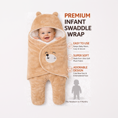 BRANDONN Hooded Smiley Baby Swaddle Blanket (0–9 Months, Pack of 1)