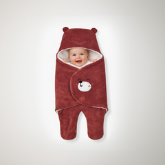 BRANDONN Hooded Smiley Baby Swaddle Blanket (0–9 Months, Pack of 1)