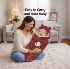 BRANDONN Hooded Smiley Baby Swaddle Blanket (0–9 Months, Pack of 1)