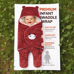 BRANDONN Hooded Smiley Baby Swaddle Blanket (0–9 Months, Pack of 1)