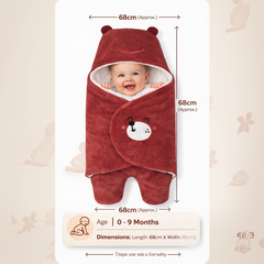 BRANDONN Hooded Smiley Baby Swaddle Blanket (0–9 Months, Pack of 1)