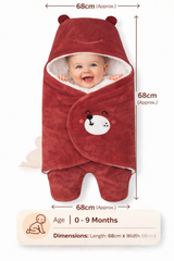 BRANDONN Hooded Smiley Baby Swaddle Blanket (0–9 Months, Pack of 1)