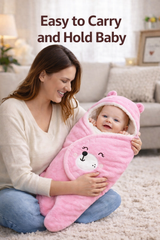 BRANDONN Hooded Smiley Baby Swaddle Blanket (0–9 Months, Pack of 1)