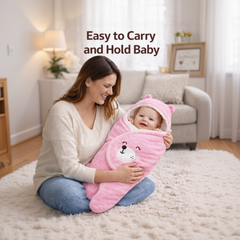BRANDONN Hooded Smiley Baby Swaddle Blanket (0–9 Months, Pack of 1)