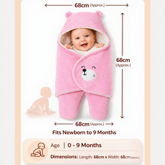 BRANDONN Hooded Smiley Baby Swaddle Blanket (0–9 Months, Pack of 1)