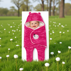 BRANDONN Hooded Smiley Baby Swaddle Blanket (0–9 Months, Pack of 1)